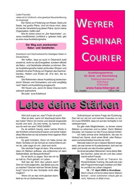 Courier Feb. 05 - Institut für Geistheilung und Naturheilung