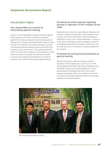 Annual Report 2012 - Haitian International Holdings Ltd.