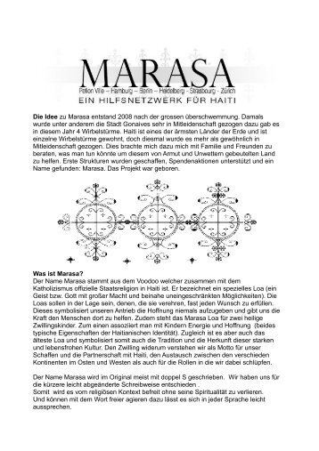 Die Idee zu Marasa entstand 2008 nach der ... - Haiti-Care e.V.