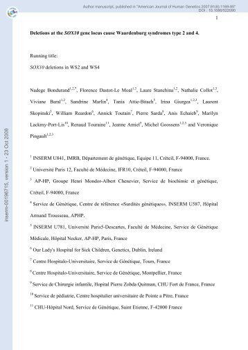 Deletions at the SOX10 gene locus cause Waardenburg syndrome ...