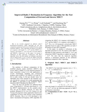 Improved Radix-3 Decimation-in-Frequency Algorithm for the Fast ...