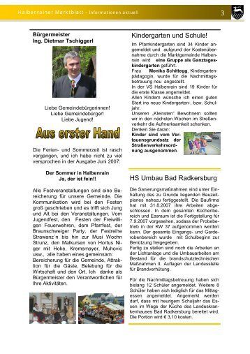 Aus erster Hand/Informationen - Marktgemeinde Halbenrain