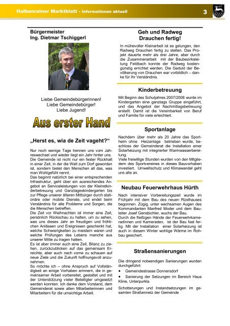 Aus erster Hand/Informationen - Marktgemeinde Halbenrain