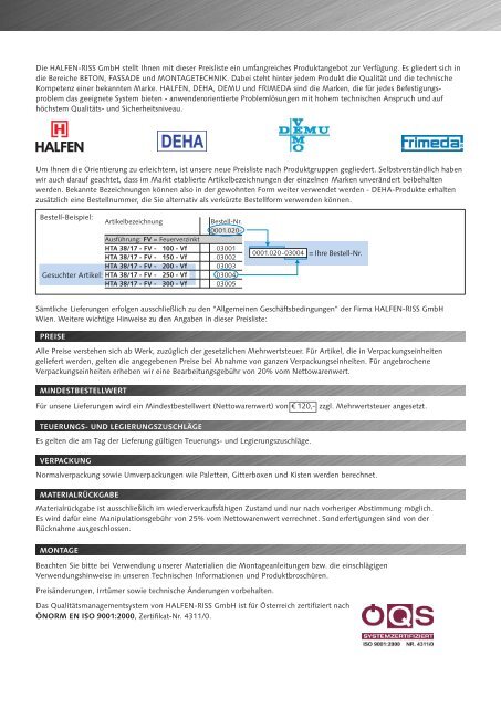 Hinweis zu dieser Preisliste: Es gelten die am Tag der ... - Halfen