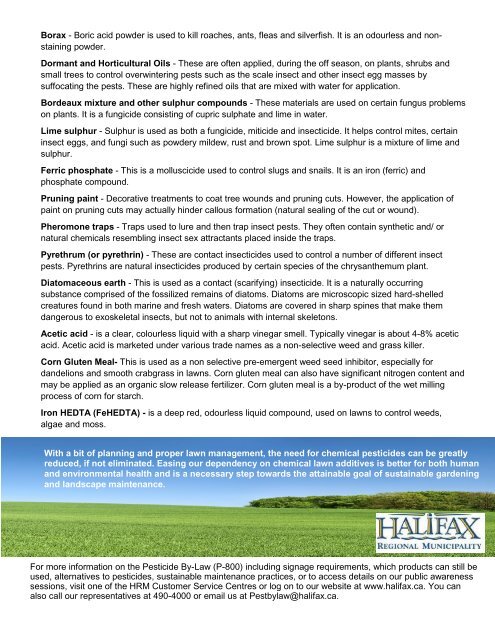 Permitted Pesticides - Halifax Regional Municipality