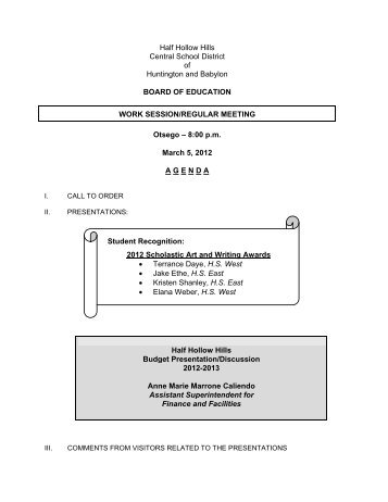 Half Hollow Hills Central School District of Huntington and Babylon ...
