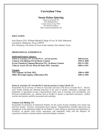 Curriculum Vitae Susan Ochoa Spiering - Susan Ochoa - Corpus ...