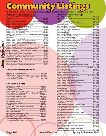 Community Listings - Halifax Regional Municipality