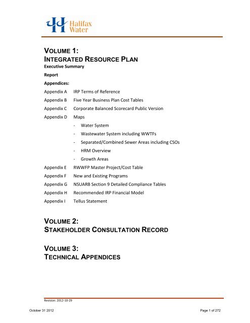 volume 1 - Halifax Regional Municipality