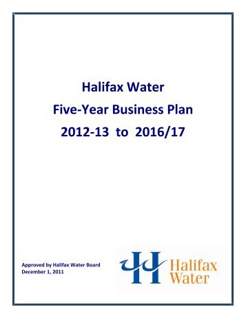 Halifax Water Five-Year Business Plan 2012-13 to 2016/17