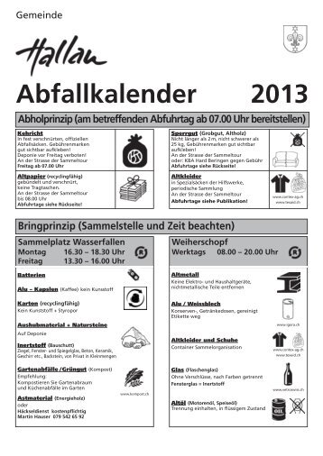 Abfallmerkblatt - Gemeinde Hallau