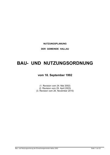 BAU- UND NUTZUNGSORDNUNG - Gemeinde Hallau