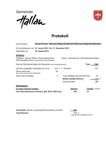 Protokoll - Gemeinde Hallau