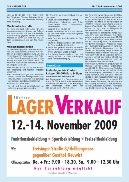 10 Jahre ?Klasse 2000? - Der Hallberger