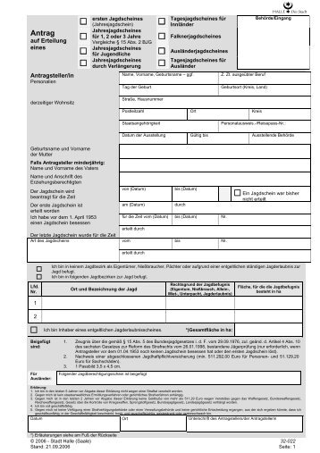 Jagdschein, Antrag auf Erteilung (32-022) - Stadt Halle (Saale)