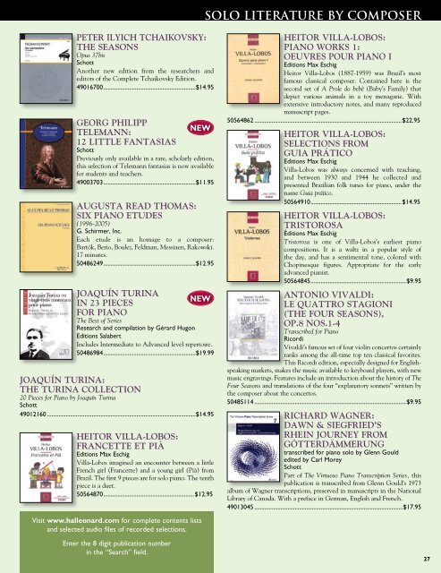 Recent Releases & Highlights - Hal Leonard