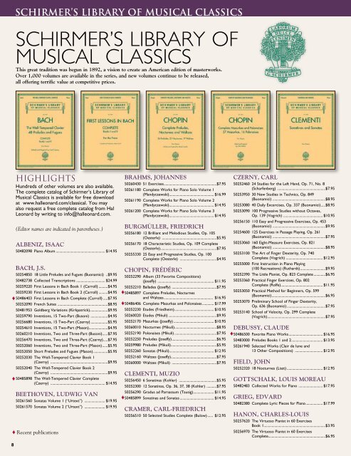 Recent Releases & Highlights - Hal Leonard