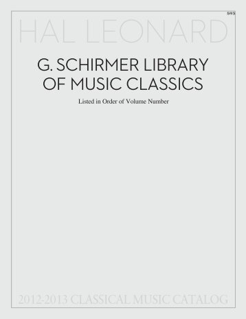 G. Schirmer library of muSic claSSicS - Hal Leonard