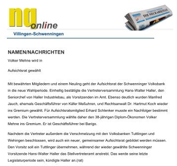 NAMEN/NACHRICHTEN - Haller Industriebau GmbH