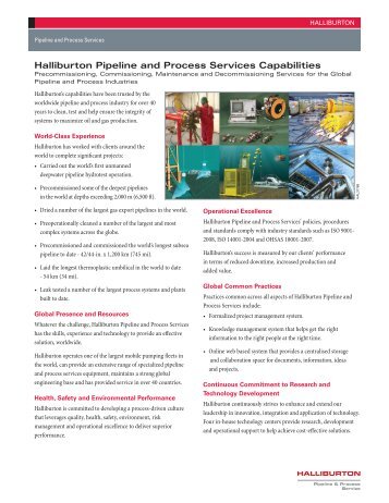 H03198 Pipeline and Process Capabilities - Halliburton