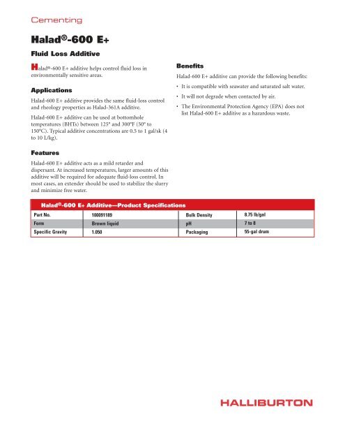 Halad®-600 E+ - Halliburton