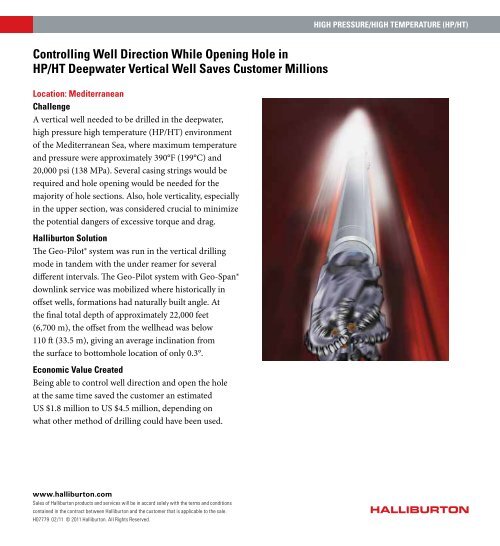 HP/HT Client Brochure - Halliburton