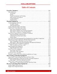 Casing Equipment Catalog Table of Contents - Halliburton