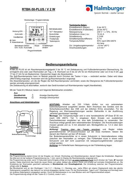 Bedienungsanleitung RTBK-50-PLUS