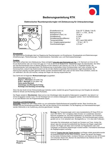 Komfort-Regler RTK-50/RTK-1UF