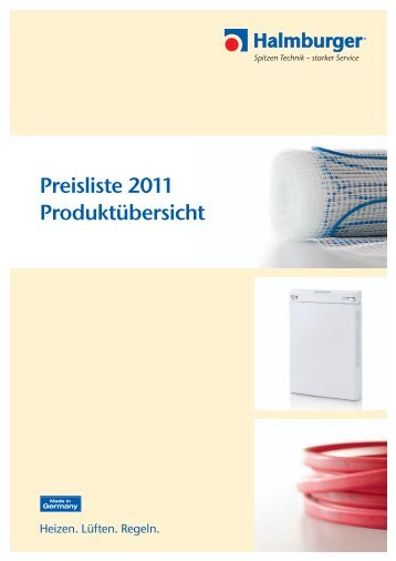 Preisliste 2011 Produktübersicht - Halmburger GmbH