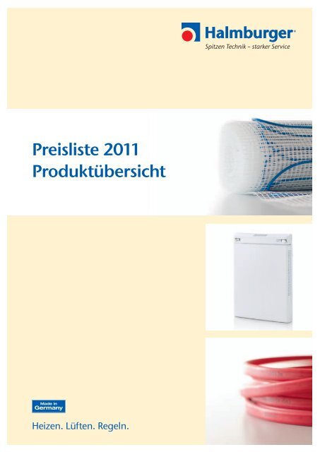 Preisliste 2011 Produktübersicht - Halmburger GmbH