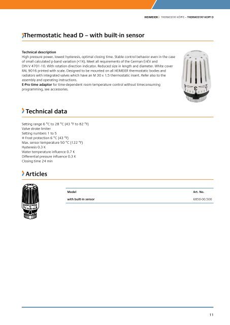 Thermostatic heads and valve bodies