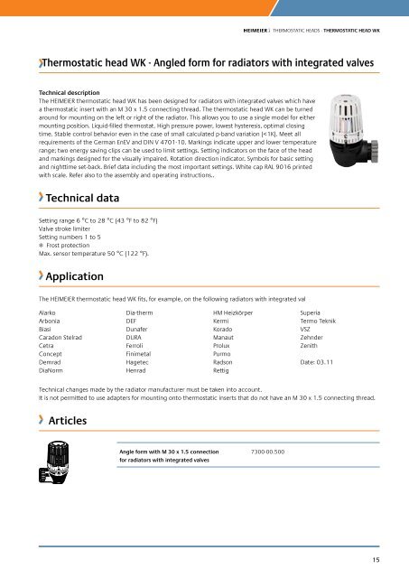 Thermostatic heads and valve bodies