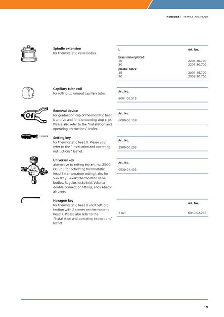 Thermostatic heads and valve bodies