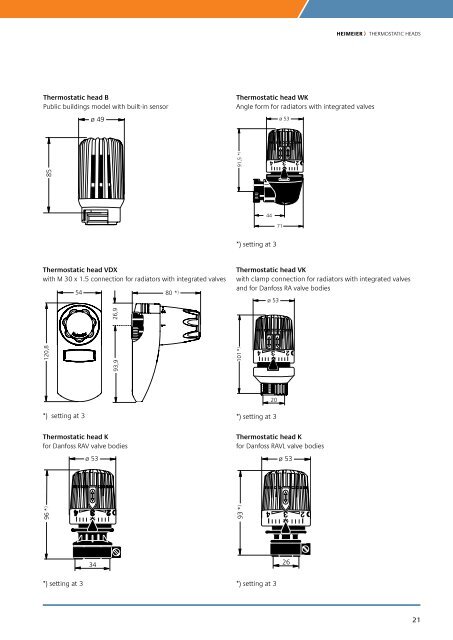 Thermostatic heads and valve bodies