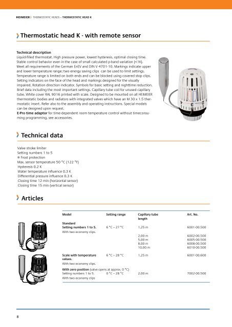 Thermostatic heads and valve bodies