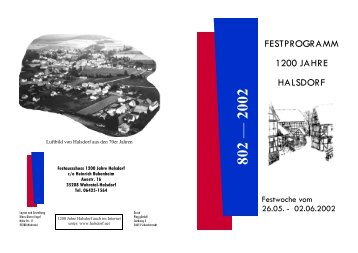 festprogramm 1200 jahre halsdorf 802 - Halsdorf in Hessen