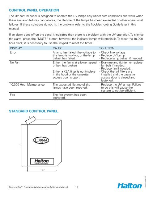 Operators Manual - Halton Company