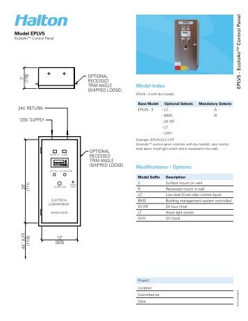 EPLV5 Control Panel - Halton Company