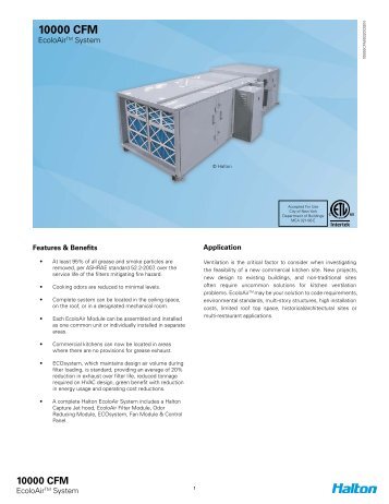 10000 CFM Spec Sheet - Halton Company