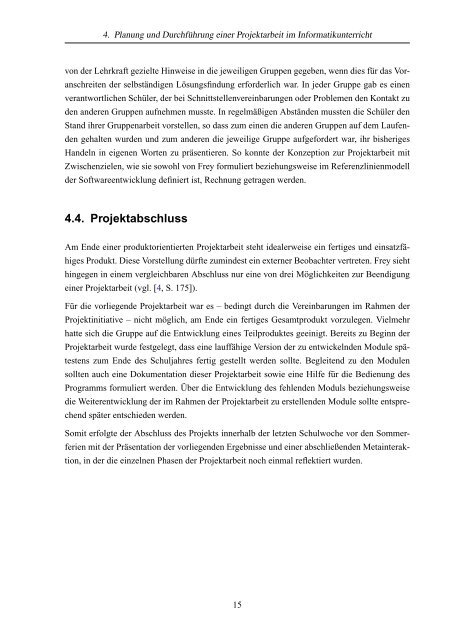 Projektarbeit als generischer Bestandteil des Informatikunterrichts ...