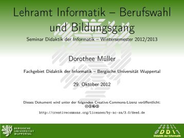 Lehramt Informatik – Berufswahl und Bildungsgang - Seminar ...