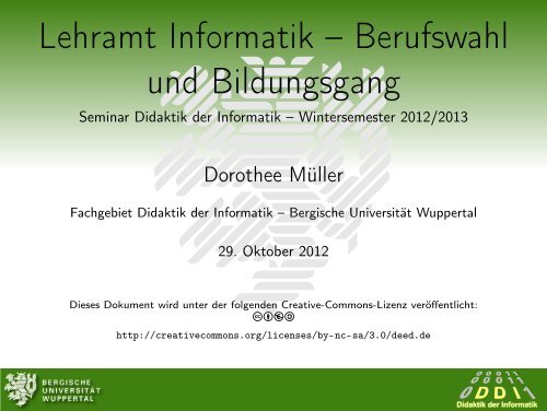 Lehramt Informatik – Berufswahl und Bildungsgang - Seminar ...