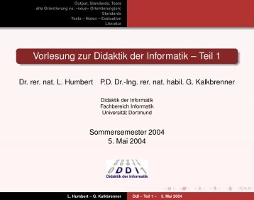 Vorlesung zur Didaktik der Informatik – Teil 1