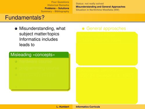 Elements of German Informatics Curricula