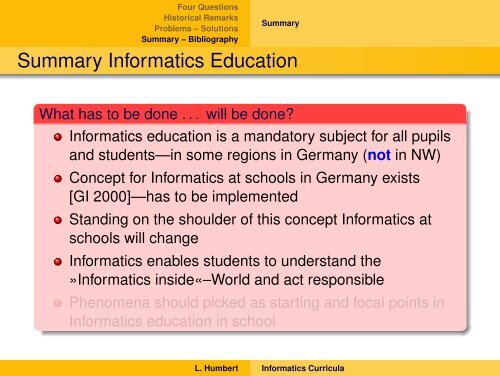 Elements of German Informatics Curricula