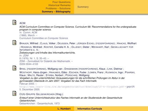 Elements of German Informatics Curricula