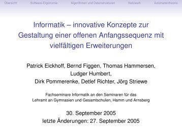 Informatik – innovative Konzepte zur Gestaltung einer offenen ...