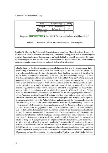 Vorlesung: Didaktik der Informatik - Sekundarstufe I, Wintersemester ...