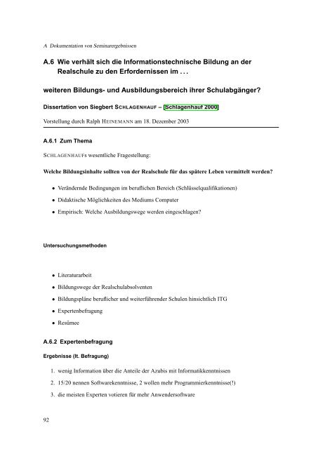 Vorlesung: Didaktik der Informatik - Sekundarstufe I, Wintersemester ...